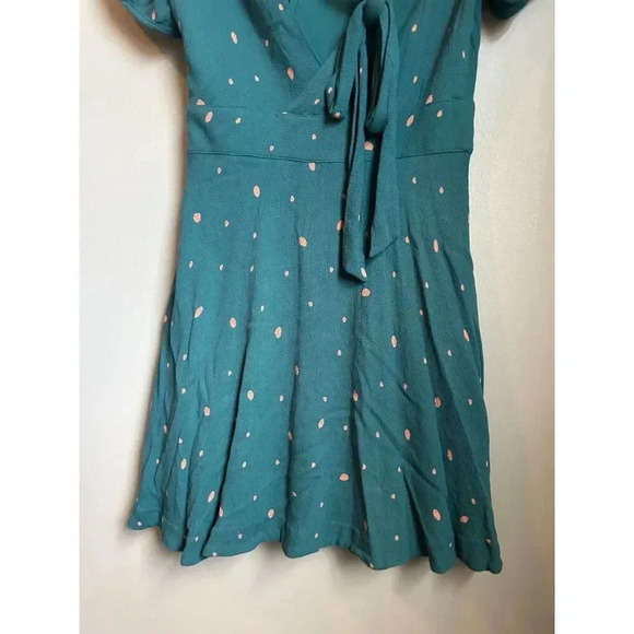 Free People Green Polka Dot Abbie Tie Neck Reversible Dress, Size 4 - Picture 7 of 9